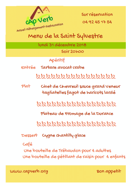 2018 menu saint sylverstre